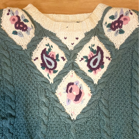 Vintage Russ Petites Light Blue Cable Knit Sweater - Picture 5 of 5